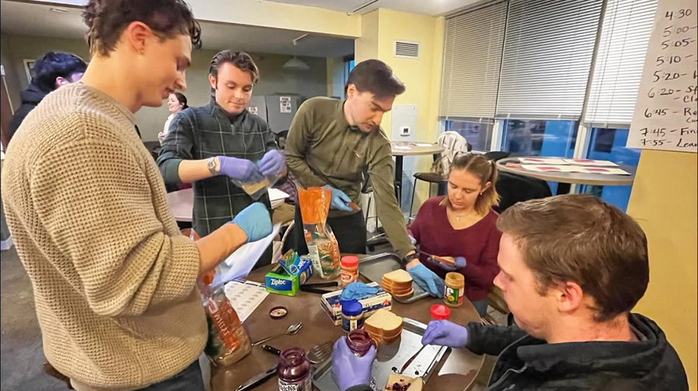 Students preparing food